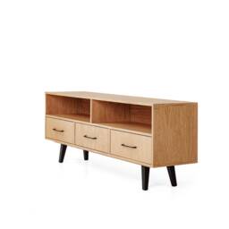"Sideboard, Tv Cabinet, Bookshelf Sideboard, Oak Veneer With 2 Shelves & 3 Drawers ""Grass" - thumbnail 1