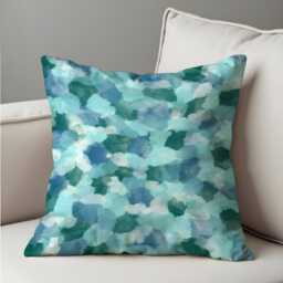 Blue Green Abstract Watercolor Cushion Cover, Coastal Throw Pillow Case, Aqua Dots Pattern Modern Living Room Or Bedroom Decor - thumbnail 4