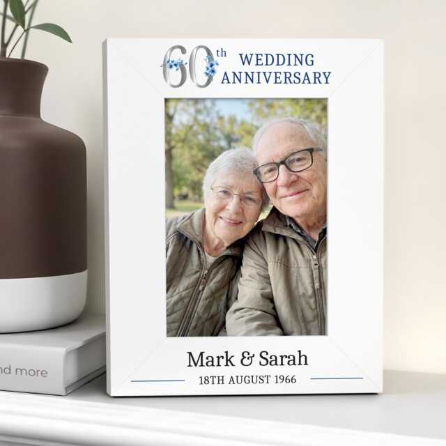 Personalised 60Th Anniversary Gifts - Diamond Wedding Photo Frame - image 1
