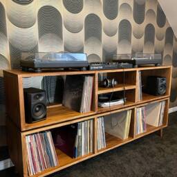 Two Tier Vinyl Record Cabinet - Storage Dj Minimal Unit Desk Console - thumbnail 3