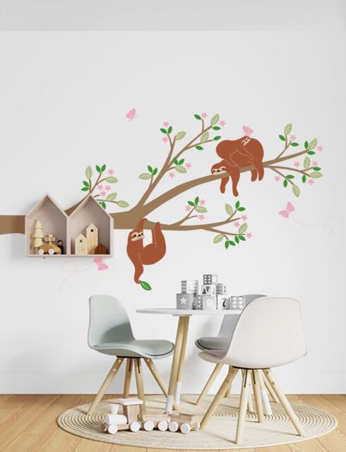 Adorable Sloth Branch Wall Decals Playful Tree Stickers For Kids' Room & Baby Nursery Decor - image 1