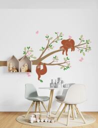 Adorable Sloth Branch Wall Decals Playful Tree Stickers For Kids' Room & Baby Nursery Decor - thumbnail 1
