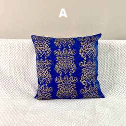 Cushion Cover Blue Gold Block Print.hand Print, Navy Blue, Gold, Accent Pillow Case, Throw Pillows, India Art Gift, Toronto Canada - thumbnail 3