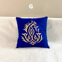 Cushion Cover Blue Gold Block Print.hand Print, Navy Blue, Gold, Accent Pillow Case, Throw Pillows, India Art Gift, Toronto Canada - thumbnail 4