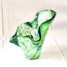Handmade Fused Glass Vase, Green Dichroic - thumbnail 3