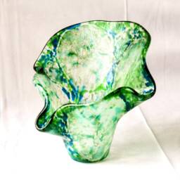 Handmade Fused Glass Vase, Green Dichroic - thumbnail 2