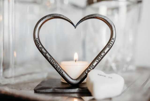11Th Anniversary Steel T Light~ Personalised Wedding Gift~ For Him Her Couples~ Candles Home Decor - image 1