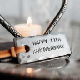 11Th Anniversary Steel T Light~ Personalised Wedding Gift~ For Him Her Couples~ Candles Home Decor - thumbnail 2