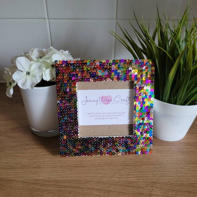 Dark Metallic Coloured Sequin Photo Frame 4 X Inches - image 1