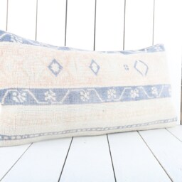 Vintage Turkish Kilim Lumbar Pillow Cover 12x24 Inch, Handmade - thumbnail 2