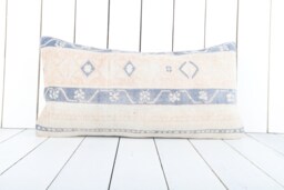 Vintage Turkish Kilim Lumbar Pillow Cover 12x24 Inch, Handmade - thumbnail 1