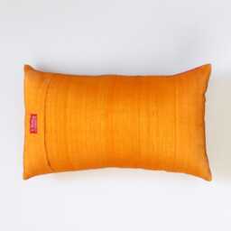 Silk Pillow Cover, Ikat Embroidery, Pink/Orange, Asian Style, Multicolour, Lumbar Pillow, Indian Ethnic - thumbnail 2