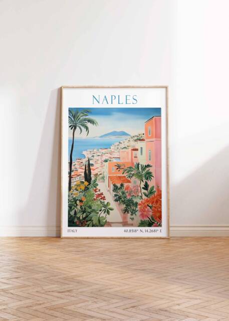 Naples Travel Print, Italy Italy, Home Decor, Vintage Wall Art, Wedding Gift, Birthday Poster - image 1