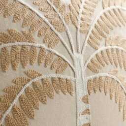 Embroidered Palm Tree Cushion Cover Without Filler, Cream, Neutral Cushion, Beach Home, Holiday, Throw Decor - thumbnail 2