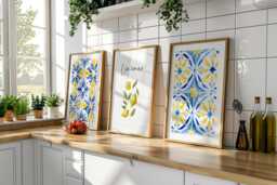 Kitchen Prints Set Of 3 Wall Art Yellow Lemon Mediterranean Cottage Decor Modern Pictures - thumbnail 1