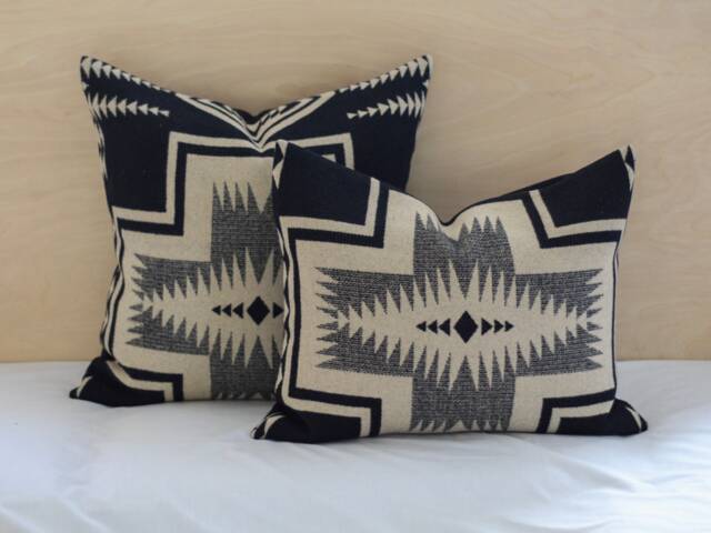 Black & Tan Harding Pillow Cover, Southwestern Wool Cover - Made To Order - image 1