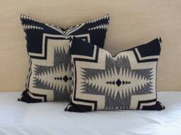 Black & Tan Harding Pillow Cover, Southwestern Wool Cover - Made To Order - thumbnail 1