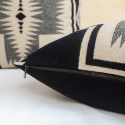 Black & Tan Harding Pillow Cover, Southwestern Wool Cover - Made To Order - thumbnail 2