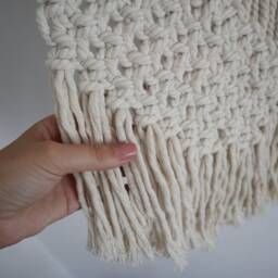 Macrame Wall Hanging Retro Woven Unbleached Cotton Decor - thumbnail 4