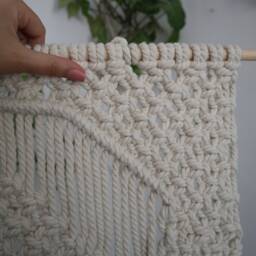 Macrame Wall Hanging Retro Woven Unbleached Cotton Decor - thumbnail 3