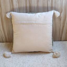 Natural White Ivory & Sage Green 100% Cotton Tufted Textured 16x16, 20x20, Inches Boho Decorative Pillow Case Throw Cover - thumbnail 4
