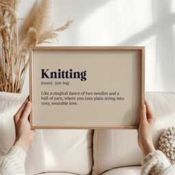 Knitting Definition Print - Cozy Wall Art For Crafters Unique Gift Yarn Lover Home Decor Perfect Craft Room Decoration Knit - thumbnail 1