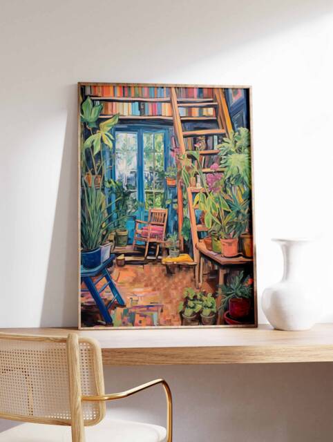 Vintage Library Poster, Book Shop Print, Lovers Gift, Reading Antique Wall Art, Retro Gift Idea - image 1