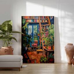 Vintage Library Poster, Book Shop Print, Lovers Gift, Reading Antique Wall Art, Retro Gift Idea - thumbnail 3