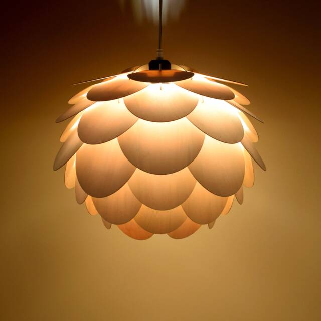 Wood Pendant Light-Handmade Round Pine Cone Light-Ceiling Light-Chandelier-Lighting-Pendant Light-Acorn Light-Artichoke Lamp - image 1