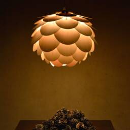 Wood Pendant Light-Handmade Round Pine Cone Light-Ceiling Light-Chandelier-Lighting-Pendant Light-Acorn Light-Artichoke Lamp - thumbnail 3