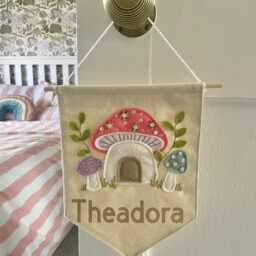 Personalised Childrens Door Sign -Girls Room Name Wall Hanging, Name Flag For Custom Hanging Nursery Fairy Decor - thumbnail 3