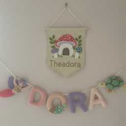 Personalised Childrens Door Sign -Girls Room Name Wall Hanging, Name Flag For Custom Hanging Nursery Fairy Decor - thumbnail 4