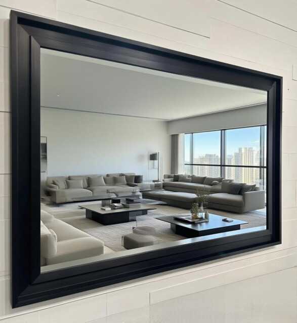 Large Black Mirror Contemporary Design Stepped Frame Hockney - Choice Of Size Premium Quality Free P&p - image 1