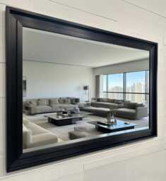 Large Black Mirror Contemporary Design Stepped Frame Hockney - Choice Of Size Premium Quality Free P&p - thumbnail 1