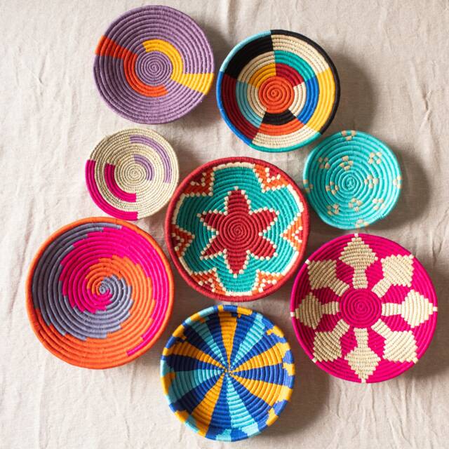 Assorted Sabai Handwoven Grass Baskets, African Plates, Set Of 2/4/6/8 Wall Art, Gallery Wall, Boho Baskets - image 1