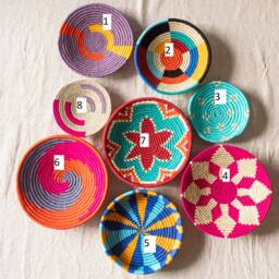 Assorted Sabai Handwoven Grass Baskets, African Plates, Set Of 2/4/6/8 Wall Art, Gallery Wall, Boho Baskets - thumbnail 2