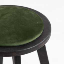 Mid-Century Modern Wooden Stool - Upholstered Seat, Handmade, Minimalist Accent Chair, Custom Fabric, Plywood Stool - thumbnail 3