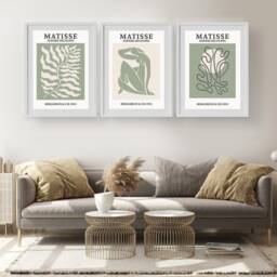 Set Of 3 Wall Prints, Matisse Art, Green Sage Decor, Botanical Green, Art - thumbnail 2