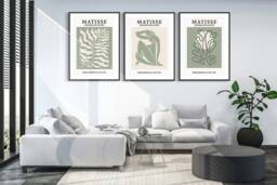 Set Of 3 Wall Prints, Matisse Art, Green Sage Decor, Botanical Green, Art - thumbnail 1