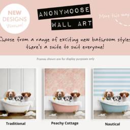 Custom Three Pets in Bath Print, Personalised Dogs A Bathtub, Dog From Photo Art Pet Gift, Unique Or Cat Wall - thumbnail 2