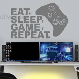 Eat Sleep Game Wall Decal Gamer Room Vinyl Art Sticker - thumbnail 2