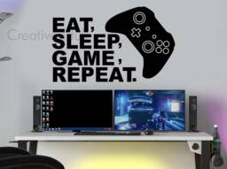 Eat Sleep Game Wall Decal Gamer Room Vinyl Art Sticker - thumbnail 1