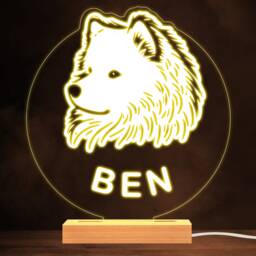 Samoyed Dog Pet Silhouette Warm White Lamp Personalised Gift Night Light - Bedroom - thumbnail 1