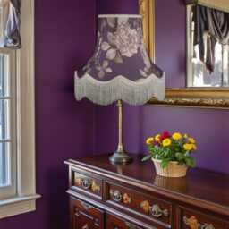 Purple Hydrangea Floral Lampshade With Cream Fringe Handmade For Ceiling Lights, Table & Floor Standard Lamp Shades - thumbnail 2
