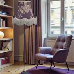 Purple Hydrangea Floral Lampshade With Cream Fringe Handmade For Ceiling Lights, Table & Floor Standard Lamp Shades - thumbnail 3