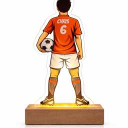 Personalised Football Night Light - Custom Name & Number Lamp Kids Bedroom Led Gift - thumbnail 3