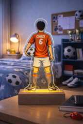 Personalised Football Night Light - Custom Name & Number Lamp Kids Bedroom Led Gift - thumbnail 1