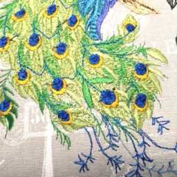 Embroidered Peacock Pillow Cover, French Country D??cor - thumbnail 3