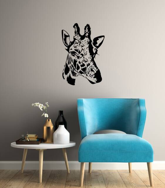 Giraffe Head Vinyl Wall Decal African Animal Safari Kids Room Decor Nursery Funny Interior Idea Stickers Mural - #2956Di - image 1