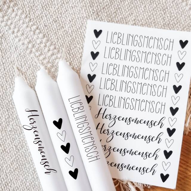 Candle Tattoos With Various Motifs - Waterslide Film Decorating Candles Sayings Lucky Light Favorite Person Wish - image 1